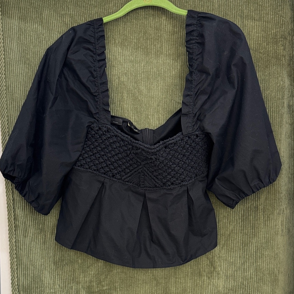 Pinko Black Puff Sleeve crop top